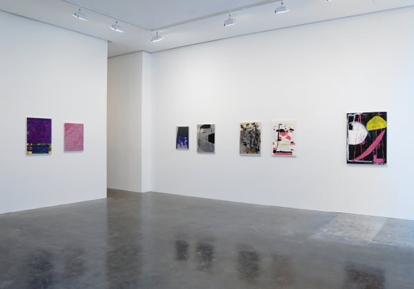 Installation view of seven Shaun O'Dell paintings exhibited at Susan Inglett Gallery