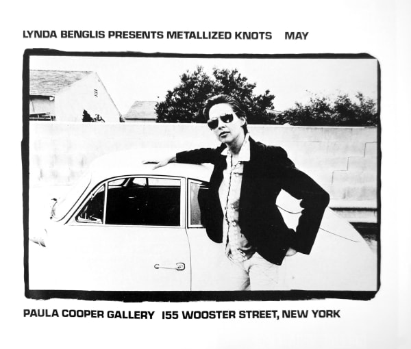 Paula Cooper Gallery postcard displaying a woman with her arm on a card