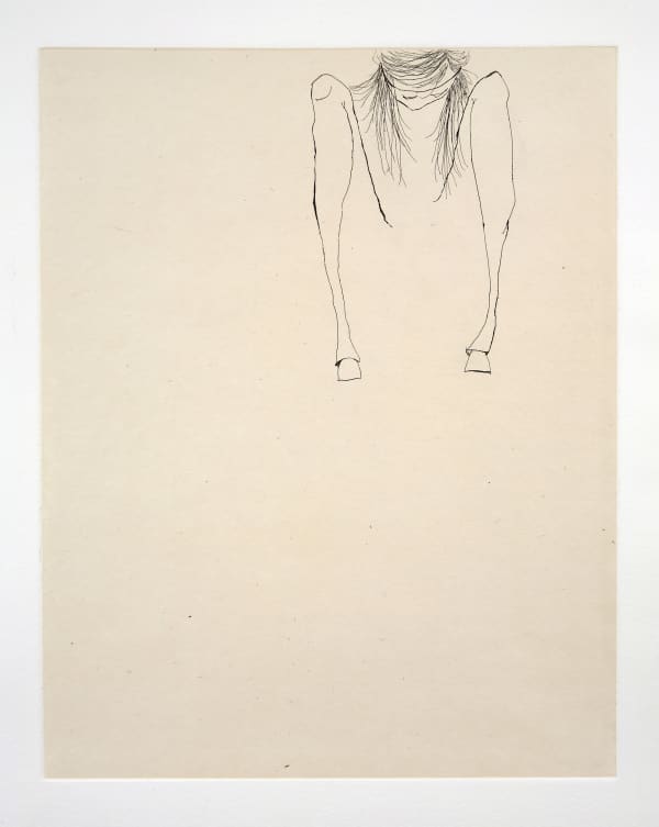One of several images of a young woman wearing a mask as she slowly turns into a horse