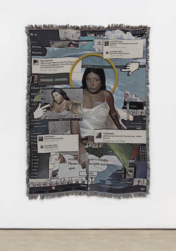 Qualeasha Wood, Clout Chasin’, 2023 woven jacquard and glass seed beads, 213.4 x 154.9 cm, 84 x 61 in