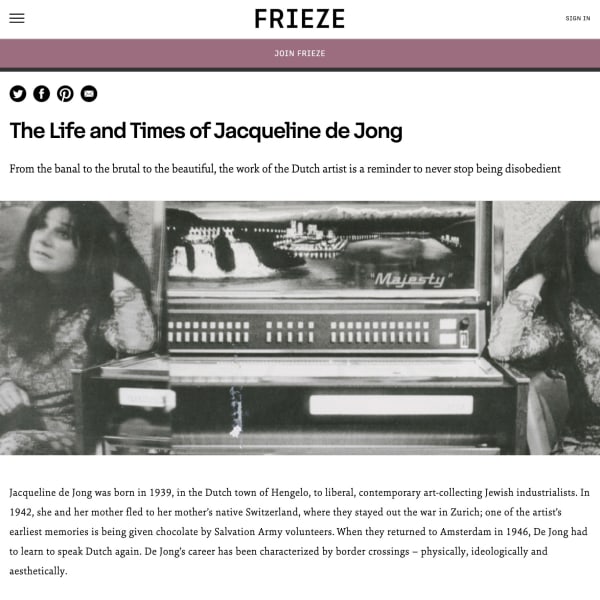 The Life and Times of Jacqueline de Jong