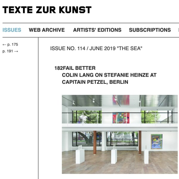 Fail Better: Colin Lang on Stefanie Heinze