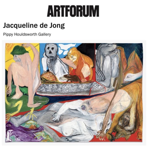 Jacqueline de Jong, Painters’ Thoughts, 2023–24, oil on canvas, 55 × 76 1⁄2".