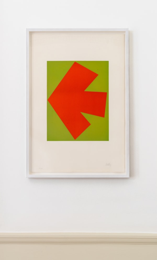 Ellsworth Kelly Orange Over Green, 1964-65 Lithograph printed in colours. Signed in pencil and inscribed HC II/IV. A 'hors commerce' proof impression aside from the edition of 75, with 4 artist proofs. Printed on BFK Rives Paper by Marcel Durassier at Imprimerie Maeght, Levallois-Perret. Published by Maeght Editeur, Paris. (Axsom 27) 89.5 x 59.7 cm (35 1/4 x 23 1/2 in)