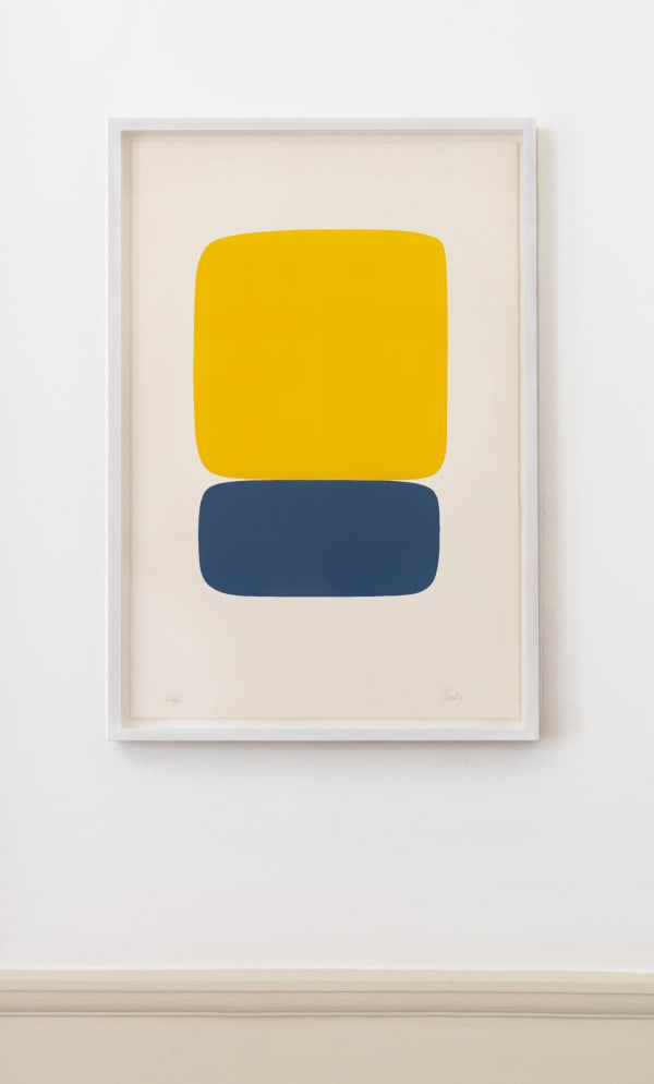 Ellsworth Kelly Yellow Over Dark Blue, 1964-65 Lithograph printed in colours. Signed in pencil and inscribed HC III/XIII. A ‘hors commerce’ proof impression aside from the edition of 75, with 8 artist proofs. Published by Maeght Éditeur, Paris. Printed by Maeght Imprimerie, Levallois-Perret, Paris. (Axsom 22) 89.5 x 59.8 cm