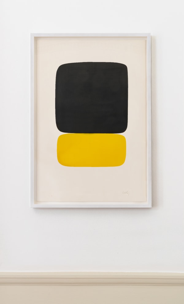 Ellsworth Kelly Black Over Yellow, 1964-65 Lithograph printed in colours. Signed in pencil and inscribed HC V/V. A 'hors commerce' proof impression aside from the edition of 75, with 6 artist proofs. Published by Maeght Éditeur, Paris. Printed by Maeght Imprimerie, Levallois-Perret. (Axsom 24) 89.53 x 59.69 cm (35 1/4 x 23 1/2 in)