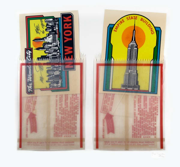 Joe Tilson 'New York Decals 3 & 4', screenprint in colours with mixed media, 1967