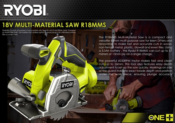 RYOBI MULTI-MATERIAL SAW R18MMS, Techtronic Product Development Limited / Hong Kong