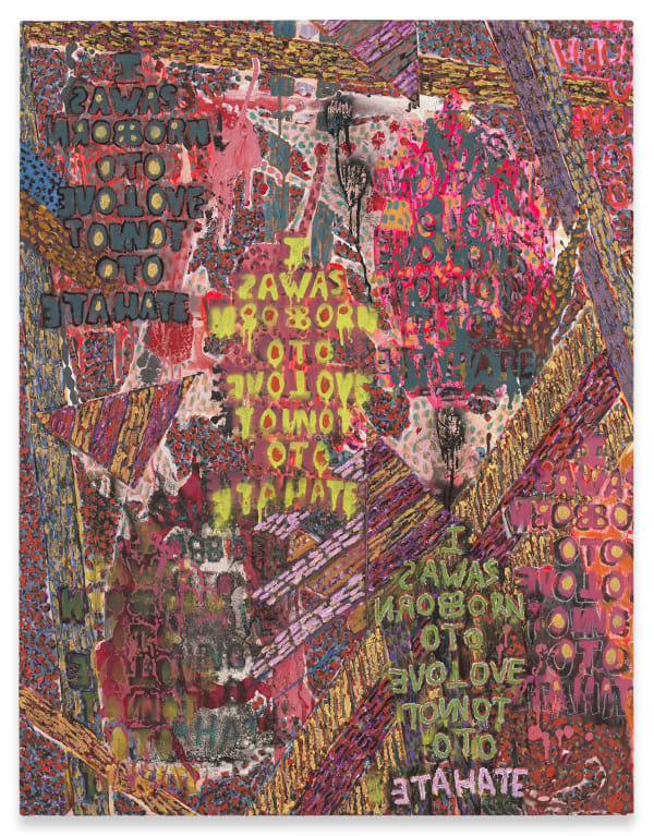 ALEXANDRA GRANT Phantasmagoria, 2021 Oil, acrylic, spray paint, and wax on canvas 45 x 35 inches 114.3 x 88.9 cm (MMG#34352)