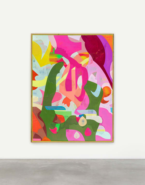 Tua bagunça sempre abstrata, 2022, acrílica sobre chapa duplex de papel kraft ondulado, 200 x 150 cm