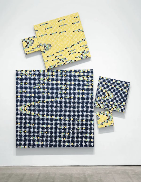 Jennifer Bartlett, Leaking Systems, 2001, oil on five canvases, overall 104 × 88"