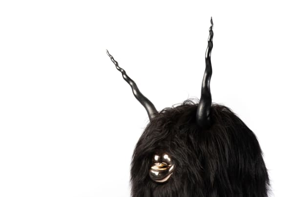 Wavy Jones (detail), 2018, Sheepskin, cast bronze, ebony, 48 x 13 x 13 inches (121.9 x 33 x 33 cm),, Holleman Family Collection, Courtesy of the artists and Marianne Boesky Gallery, New York and Aspen ©The Haas Brothers. (The Haas Brothers)