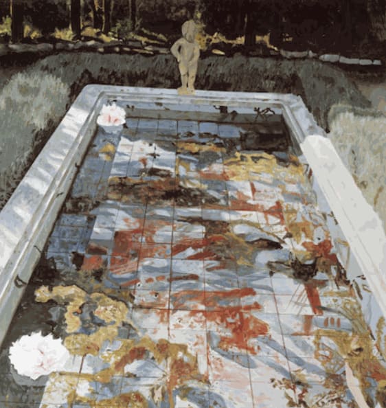 Jennifer Bartlett, “Pool,” 1983, oil on canvas. (Private Collection/Locks Gallery/Jennifer Bartlett 2013 Trust)