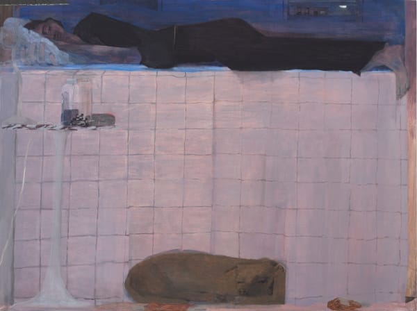 Aubrey Levinthal, Worry Woman, 2025, oil on panel, 91 × 122 cm. Photo: Neighboring States. © the artist. Courtesy the artist and Ingleby Gallery, Edinburgh