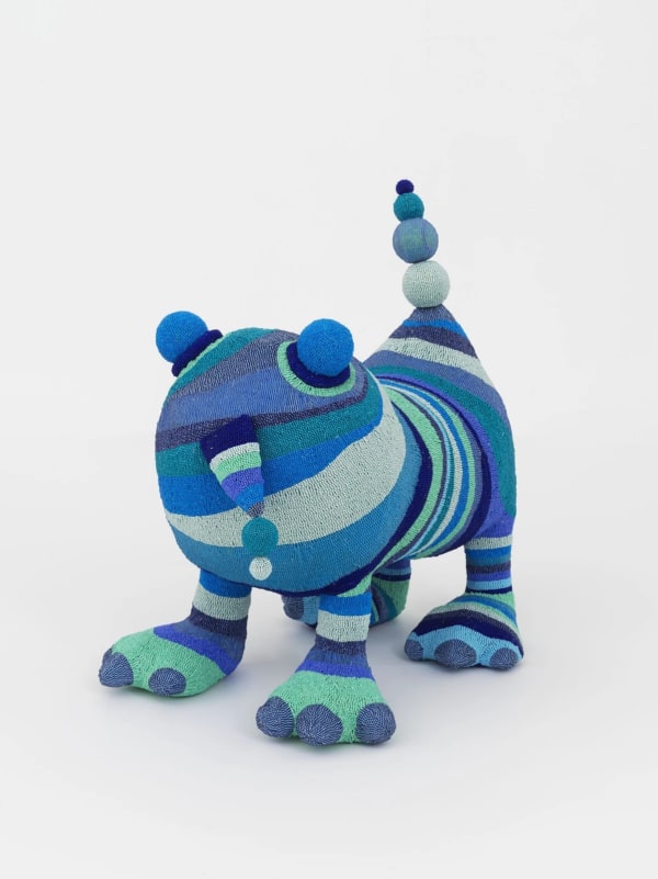 The Haas Brothers, Blue Reed, 2019 Glass beads, wire, wood, mixed fiber stuffing 27 1/2 x 18 x 22 inches 69.9 x 45.7 x 55.9 cm