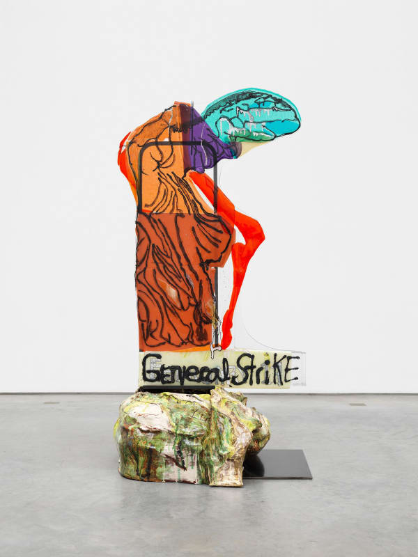 Jessica Jackson Hutchins Winged Victory, 2017 Glass, steel armature, ceramic base 56 x 24 x 17 inches 142.2 x 61 x 43.2 cm