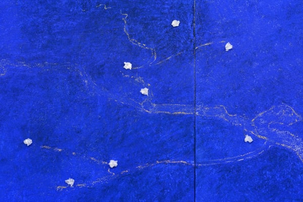 Pier Paolo Calzolari Senza titolo / Untitled, 2019 (detail) Salt, pastels à I'écu, oil pastels, milk tempera, egg tempera, paper, push pins on wood 110 1/2 x 110 1/2 x 3 inches 280.7 x 280.7 x 7.6 cm