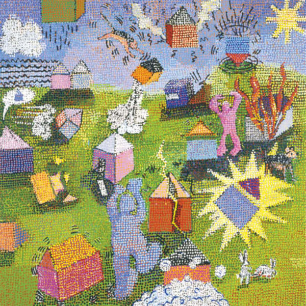 Jennifer Bartlett, Houses in Motion, 1998-1999, oil on canvas, 84 x 84 inches.