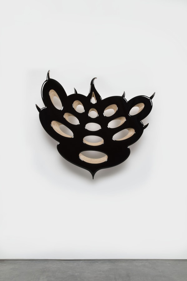 Donald Moffett Lot 072519 (late biology, blossom), 2019 Pigmented epoxy resin on wood panel support, steel 50 1/2 x 55 1/2 x 6 1/2 inches 128.3 x 141 x 16.5 cm