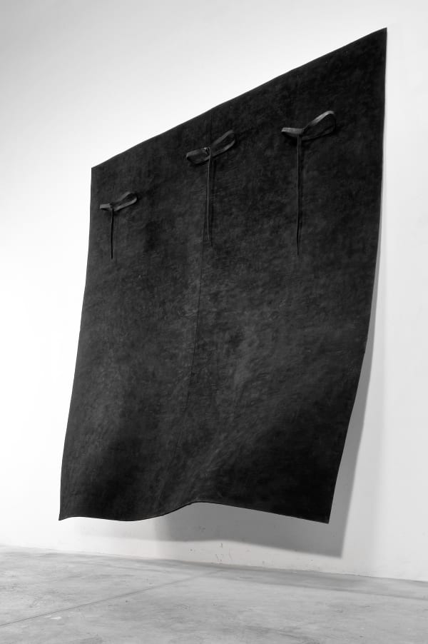 Pier Paolo Calzolari Untitled, 2008 Burnt felt, dyes, leather, iron, metal structure 137 7/8 x 111 x 40 1/8 inches 350 x 282 x 102 cm