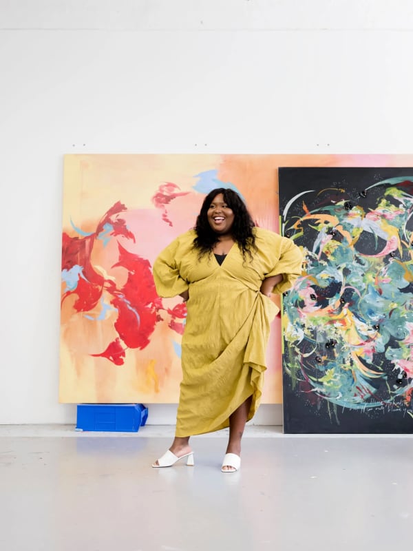 Michaela Yearwood-Dan in her studio, 2024 (Image credit: Photo: Ollie Adegboye. Courtesy the artist and Hauser & Wirth)