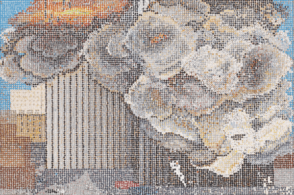 The painting “Goodbye Bill,” by Jennifer Bartlett, from 2001, is titled in honor of Bill Biggart, a photographer who died beneath the collapsed north tower on Sept. 11. Credit: Jennifer Bartlett Trust, Marianne Boesky Gallery and Paula Cooper Gallery; Yale University Art Gallery