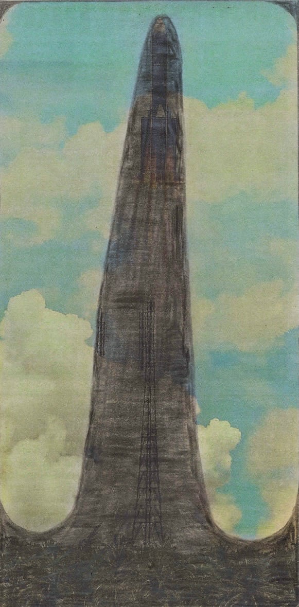 Untitled, 2020 Graphite and colored pencils on newsprint clip mounted on paper 7 1/2 x 3 3/4 in. (19.1 x 9.5 cm.) (LpS 375) SOLD