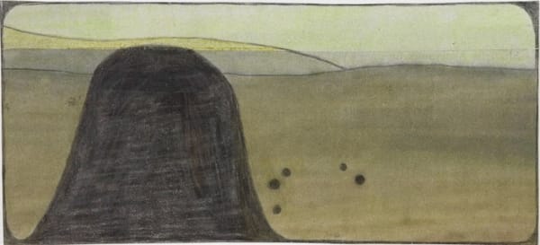 Untitled, 2016 Graphite and colored pencils on newsprint clip mounted on paper 2.5 x 5.6 in. (6.5 x 14.4 cm) (LpS 287) SOLD