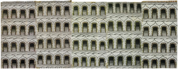Untitled (Arches, 5 Panels), ca. 1960-63 Gouache, colored pencil, and graphite on paper 28.5 x 73 in. (72.4 x 185.4 cm.) (MR 065-069)