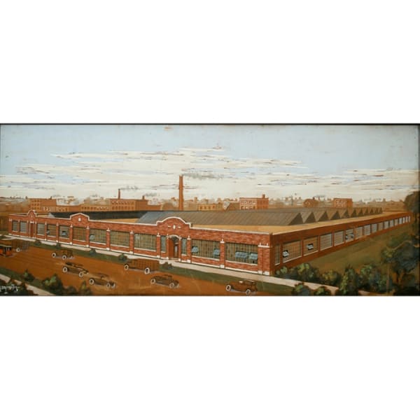 Artist Unknown Industrial Factory Landscape, ca. 1929 Mixed media on paper 23 x 50 in. (58.4 x 127 cm.)