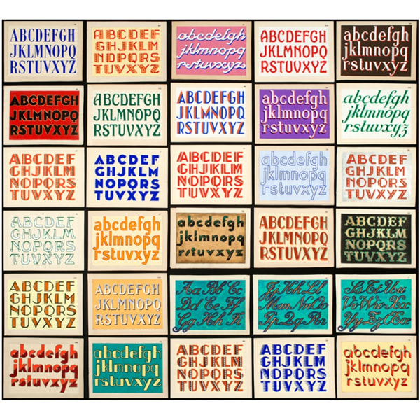 Original Hand Lettered Sign Painter's Samples. Paris, ca. 1930 Tempera on paper 53 1/2 x 55 3/4 in. (135.9 x 141.6 cm.)