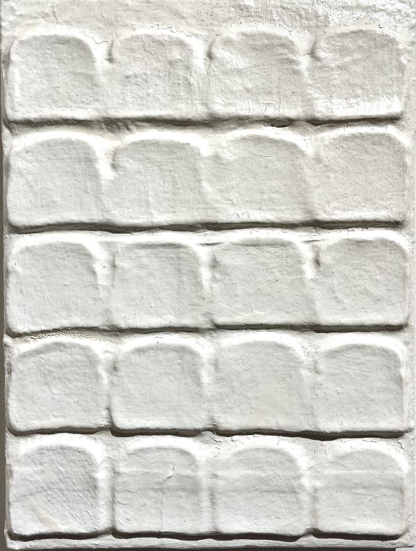 Chris Martin Bread Painting, 2016-18 Acrylic gel, acrylic, oil, bread/wood, and plaster strips 24 x 18 in. (61 x 45.7 cm.)