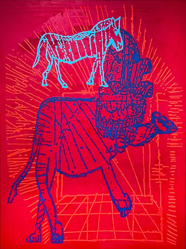 E.J Hauser Two Blue Voyagers, 2020-21 Oil on canvas 52 x 39 in. (132.1 x 99.1 cm.)