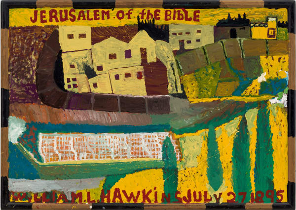 William Hawkins Jerusalem of the Bible #1, ca. 1984 Enamel on Masonite 33 x 46 1/2 in. (83.8 x 118.1 cm.) (WH4-SvR) SOLD