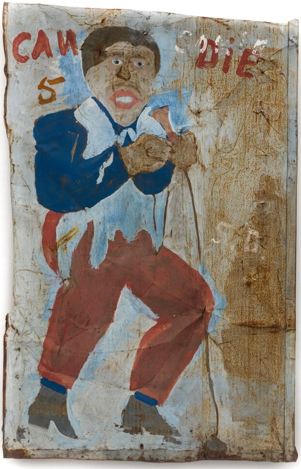 Sam Doyle CAN DIE, ca. 1970-80 Enamel on tin 42 x 28 1/2 in. (106.7 x 72.4 cm.) (SD1-SvR) SOLD