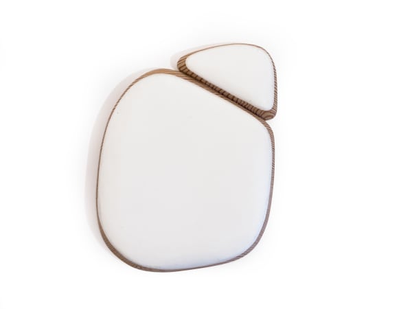 Untitled, 2021 Carved wood, paper, and acrylic 6 1/2 x 6 x 3/4 in. (16.5 x 15.2 x 1.9 cm.) (KBB 9) DETAIL IMAGES