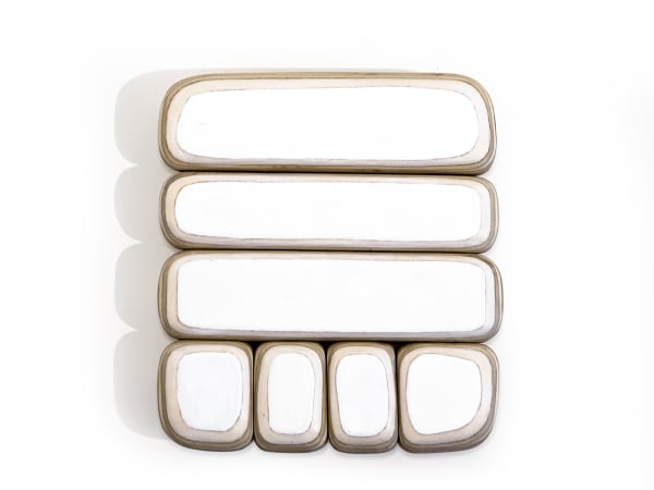 Untitled, 2022 Carved wood, paper, and acrylic paint. 10 1/2 x 9 1/2 x 2 in. (26.7 x 24.1 x 5.1 cm.) (KBB 26) DETAIL IMAGES