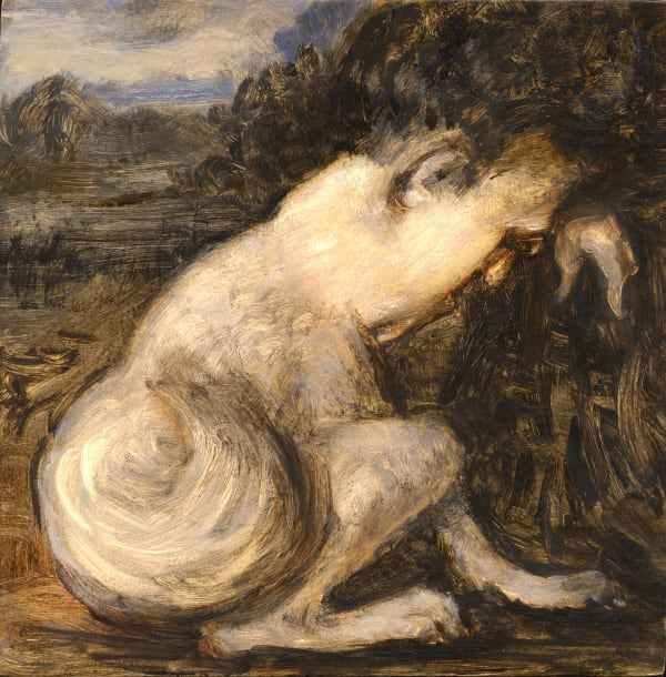 Resignation, 2022 Oil on panel 6 x 6 x 3/4 in. (15.2 x 15.2 x 1.9 cm.) (LIv 2) SOLD