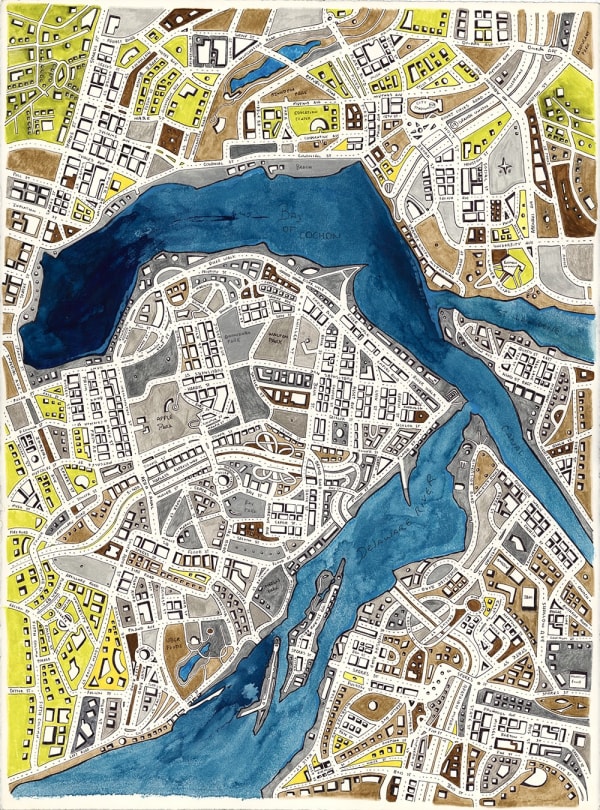 3 Sub Urban Lawns, 2021 Ink on paper 30 x 22 in. (76.2 x 55.9 cm.) (SWa2)