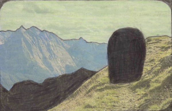 Untitled, 2021 Graphite and colored pencils on newsprint clip mounted on paper 3 1/8 x 4 3/4 in. (7.8 x 12 cm.) (LpS 396) SOLD