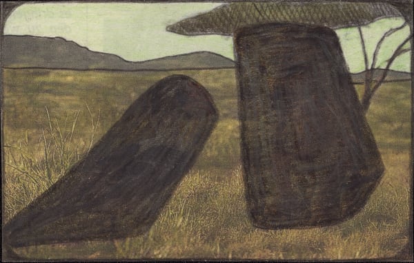 Untitled, 2019 Graphite and colored pencils on newsprint clip mounted on paper 2.6 x 4.1 in. (6.6 x 10.4 cm) (LpS 326)