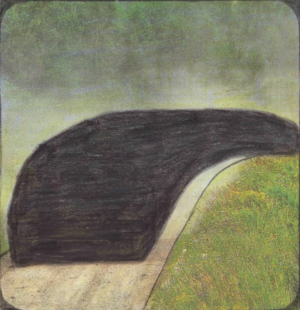 Untitled, 2021 Graphite and colored pencils on newsprint clip mounted on paper 3 3/4 x 3 5/8 in. (9.6 x 9.3 cm.) (LpS 385)