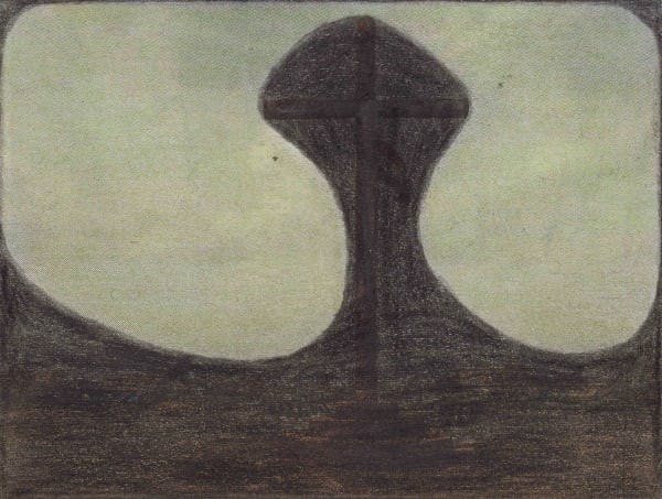 Untitled, 2021 Graphite and colored pencils on newsprint clip mounted on paper 2 1/2 x 3 3/8 in. (6.4 x 8.5 cm.) (LpS 389)