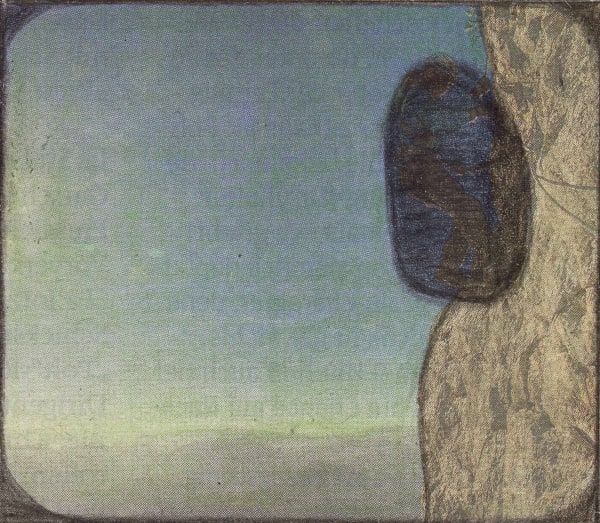 Untitled, 2021 Graphite and colored pencils on newsprint clip mounted on paper 2 3/8 x 2 5/8 in. (5.9 x 6.8 cm.) (LpS 391)