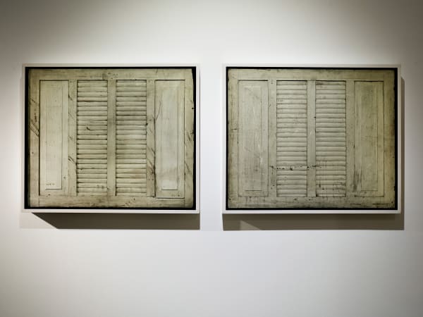 Pair of Faux Architectural Louvers, ca. 1920 Painted and carved wood (individually framed) 24 x 28 1/2 in. (61 x 72.4 cm.) (AU 169) SOLD
