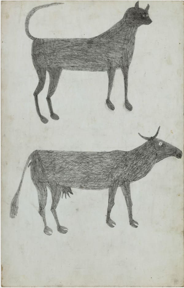 Untitled (Dog and Cow), ca. 1939-42 Graphite on found cardboard 23 3/4 x 15 3/4 in. (60.3 x 40 cm) (BT7-SvR) SOLD