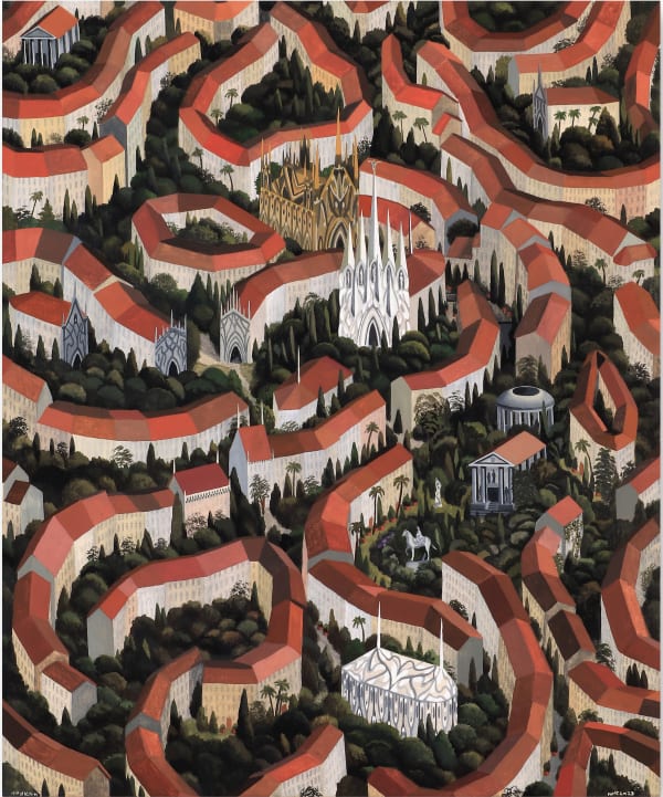 The Village, 2023 Gouache on canvas 24 x 20 in. (61 x 50.8 cm) (Hyd 11) SOLD