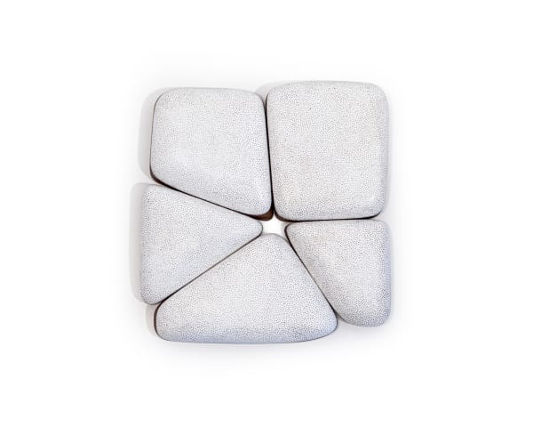 Untitled, 2022 Carved wood, paper, and acrylic 8 x 8 1/2 x 1 in. (20.3 x 21.6 x 2.5 cm.) (KBB 29)