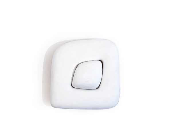 Untitled, 2022 Carved wood, paper, and acrylic 6 1/4 x 6 x 1 1/4 in. (15.9 x 15.2 x 3.2 cm.) (KBB 14)