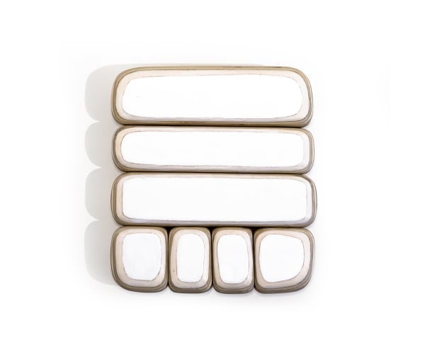 Untitled, 2022 Carved wood, paper, and acrylic 10 1/2 x 9 1/2 x 2 in. (26.7 x 24.1 x 5.1 cm.) (KBB 26)